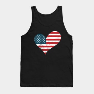 Distressed American Flag Heart - Fourth Of July USA Flag Tank Top